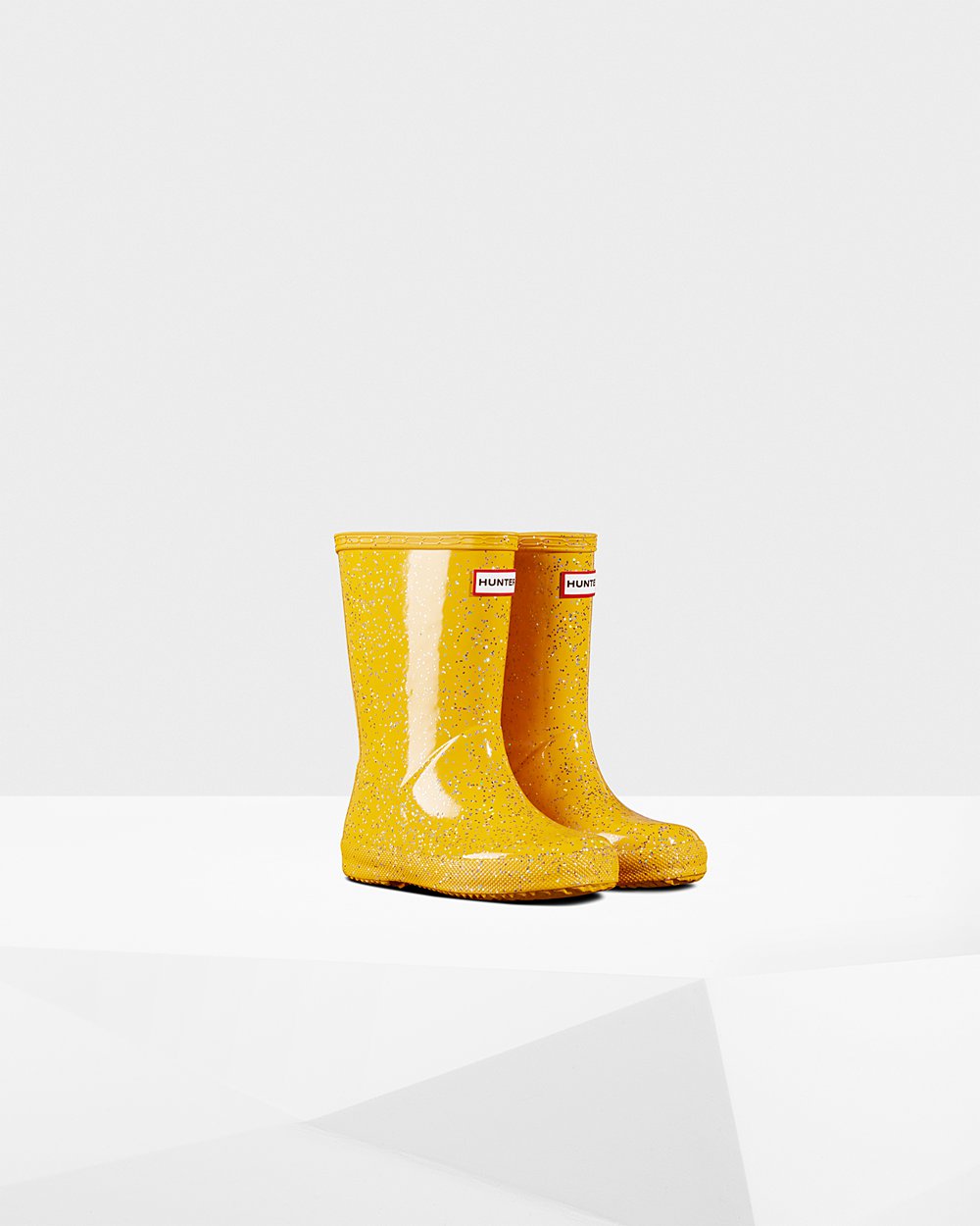 Hunter Original First Giant Glitter Rain Boots - Sale Clearance Kids Yellow - KTEZDH705